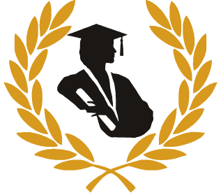 College Fashion emblem: graduate in a laurel wreath