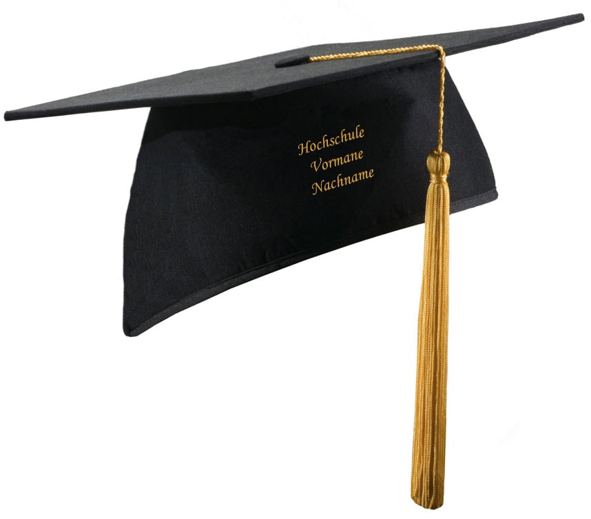 LETTERING embroidery on graduation cap - main view | COLLEGE FASHION
