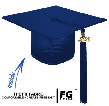 Shiny Bachelor Academic Cap, Gown & Tassel navy blue