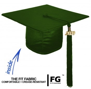 Shiny Bachelor Academic Cap, Gown & Tassel forest green