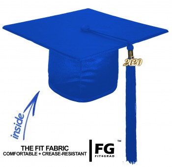 Shiny Bachelor Academic Cap, Gown & Tassel royal blue