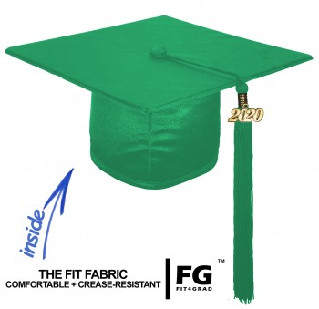 Shiny Bachelor Academic Cap, Gown & Tassel emerald-green