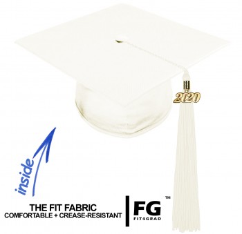 Shiny Bachelor Academic Cap, Gown & Tassel white