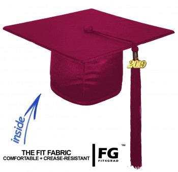 Matte Bachelor Academic Cap, Gown & Tassel maroon-red