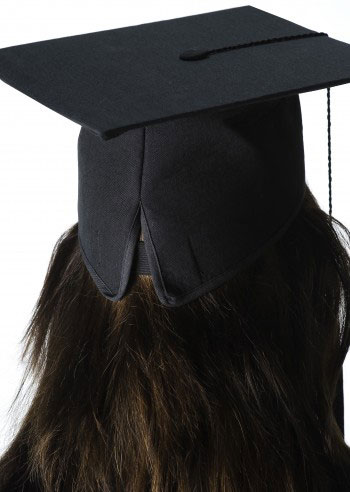 Doctoral cap ELEGANT with year tassel, black, with academic bear