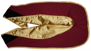 Academic velvet hood, black-red-yellow