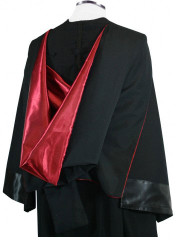 Academic hood, black-red