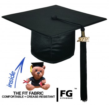 Shiny Bachelor Academic Cap, Gown & Tassel black