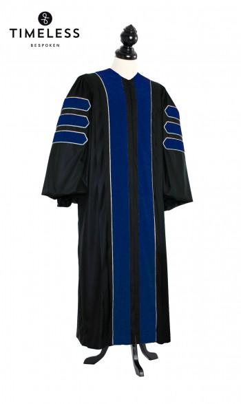 Deluxe Doctoral of Philosophy Academic Gown for faculty and Phd., TIMELESS silver wool