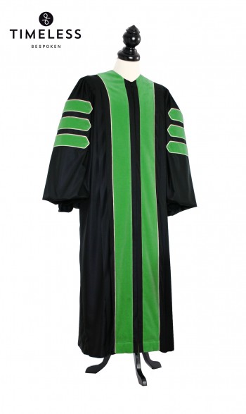 Deluxe Doctoral of Medicine Academic Gown for faculty and Phd., TIMELESS silver wool