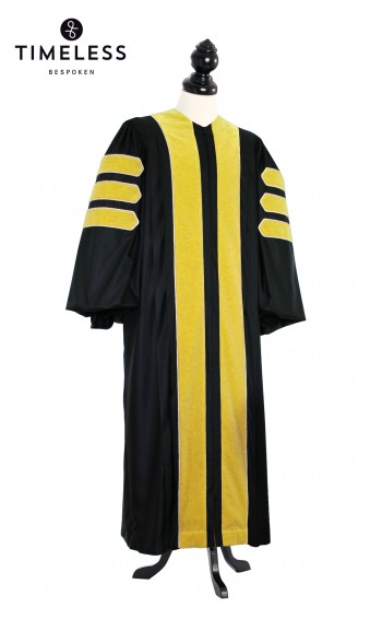 Deluxe Doctoral of Library Science Academic Gown for faculty and Phd., TIMELESS silver wool