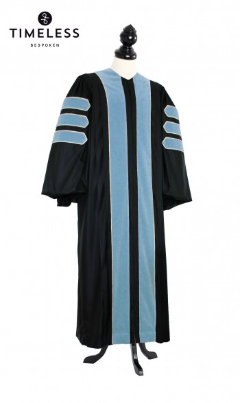 Deluxe Doctoral of Education Academic Gown for faculty and Phd., TIMELESS silver wool