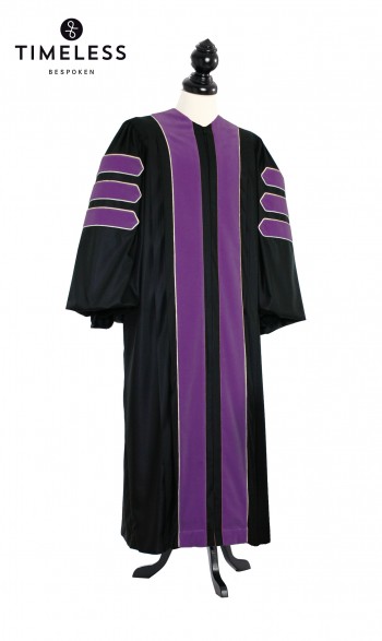 Deluxe Doctoral of Law Academic Gown for faculty and Phd., TIMELESS silver wool
