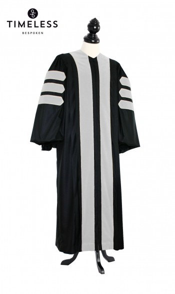 Deluxe Doctoral of Arts, Letters, Humanities Academic Gown for faculty and Phd., TIMELESS silver wool