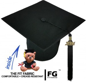 Cap, MATTE, one-size, black, with academic bear