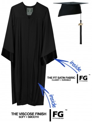 Cap, Gown, Tassel, Stole, ELEGANT, black