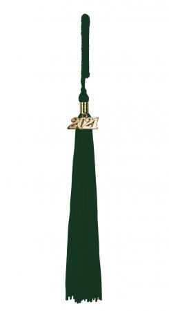 Quaste (Tassel) mit Jahreszahl forst-grün
