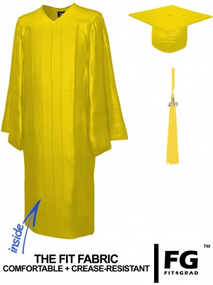 Doktorhut, Talar & Jahreszahlquaste, Qualität Shiny, gold-gelb