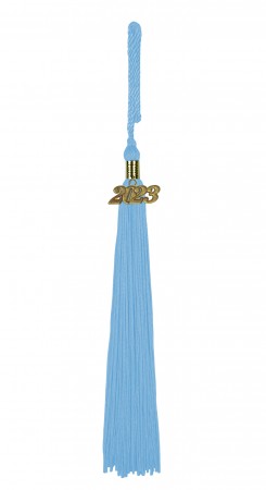 Quaste (Tassel) mit Jahreszahl hell-blau