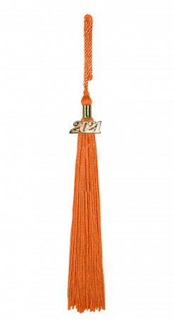 Quaste (Tassel) mit Jahreszahl orange
