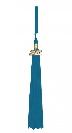 Quaste (Tassel) mit Jahreszahl türkis