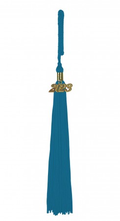 Quaste (Tassel) mit Jahreszahl türkis