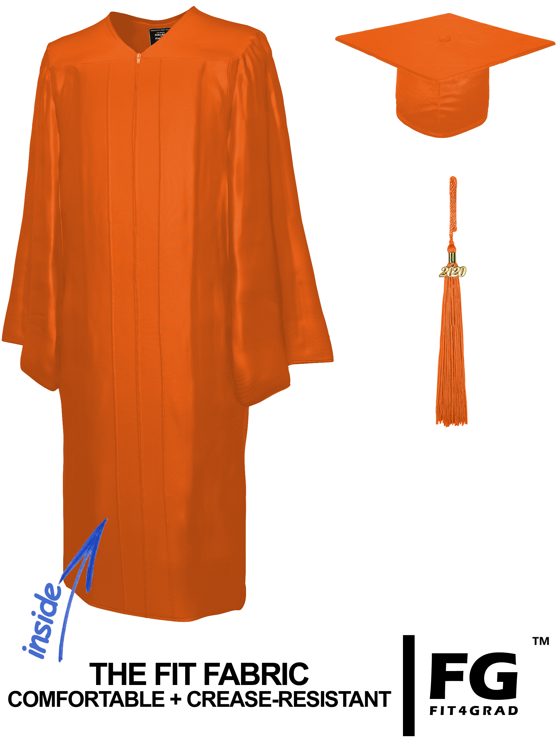 Shiny Bachelor Academic Cap, Gown & Tassel orange-cf100500